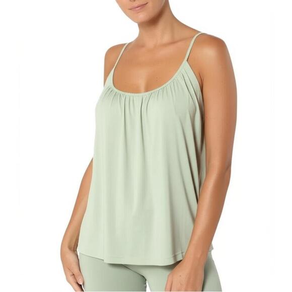 OGL Tank Top Womens Size M Pale Green Brami Camisole Ruched Neckline Minimalist - Picture 3 of 6
